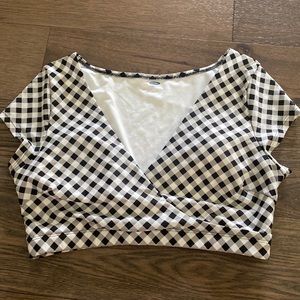Old Navy Black/White Checkered Swim Top